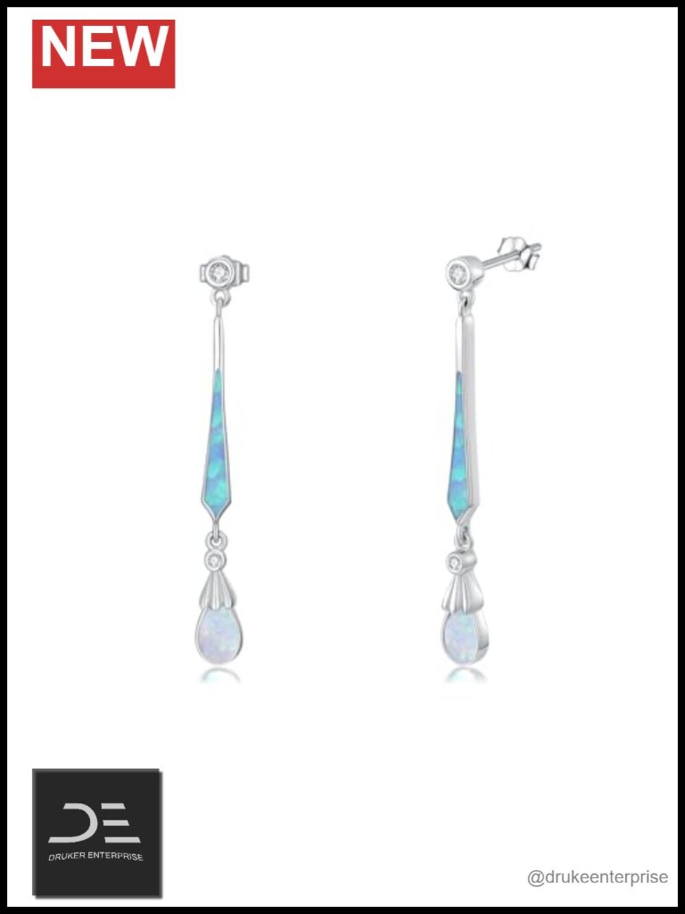 925 Sterling Silver Teardrop Opal Stud Earrings Dainty Pear October Birthstone